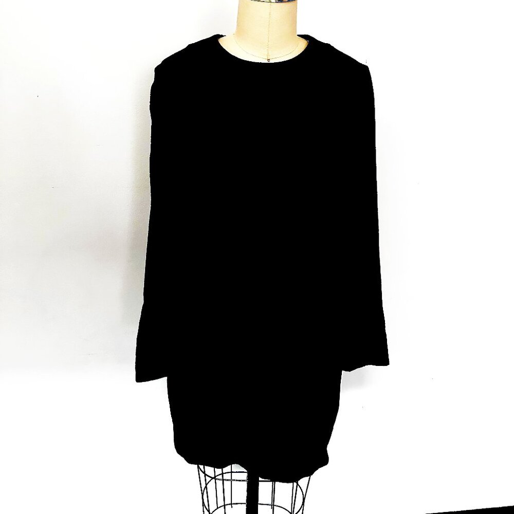 Cos Black Velour Shift Dress